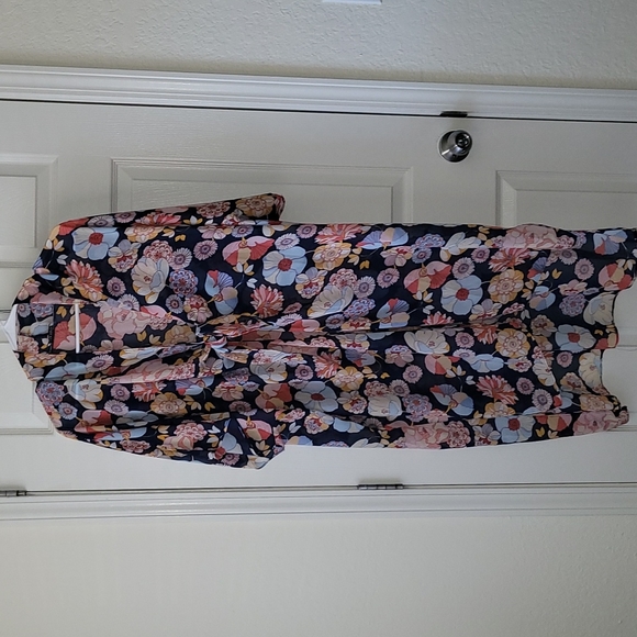 Knee length floral print front tie kimono - Picture 1 of 4